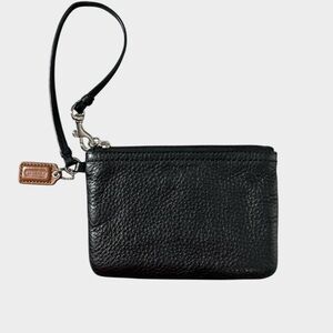 Coach Zip Wallet in Black Refined Pebble Leather